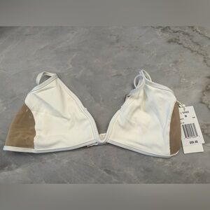 NWT! L*Space Macey white and nude mesh bikini Top. Women’s medium $99